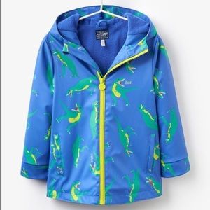 Blue Dinosaur Fleece-Lined Hooded Raincoat